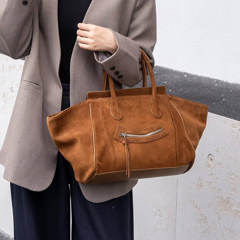 Women's Genuine Leather Smiling Face Frosted Cowhide Large Capacity Totes Commuter Women's Messenger Bag