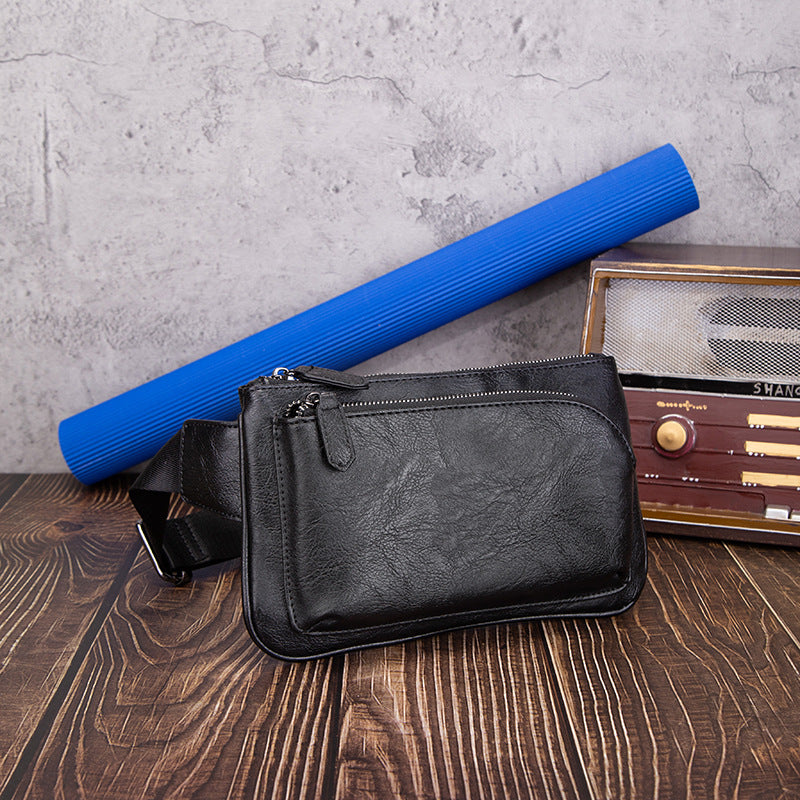 Innovative Men's Leather Cashier Mobile Retro Men's Waist Packs