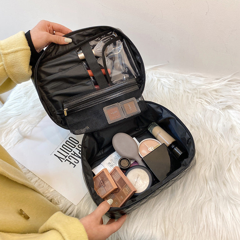 Durable Rhombus Black Cosmetics Storage Wash Makeup Bag