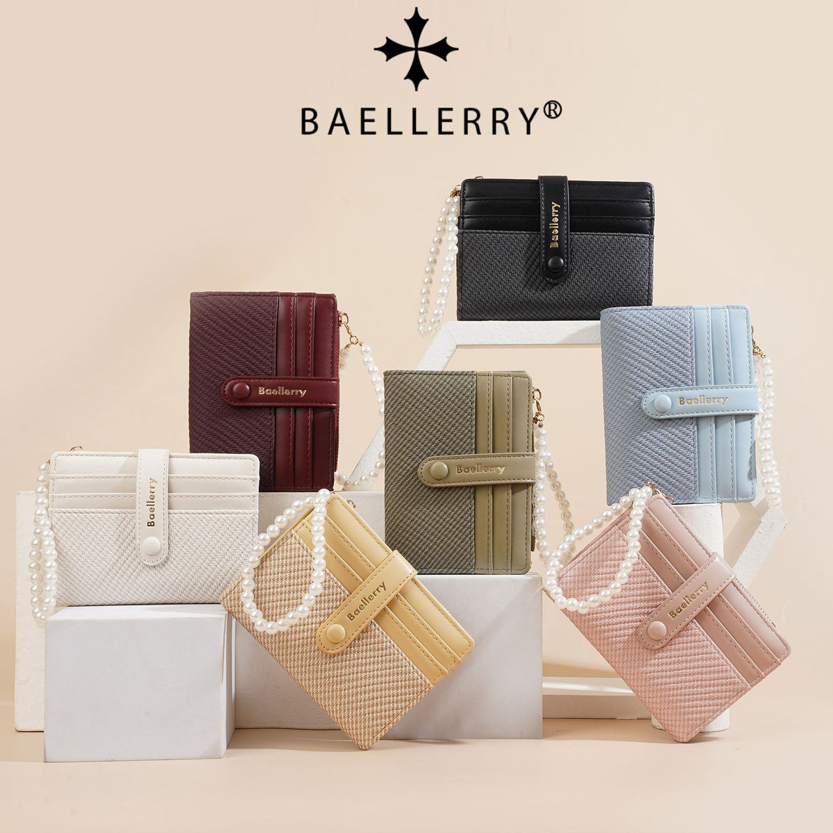 Women's Short Style Multiple Slots Pearl Bracelet Ladies Wallet