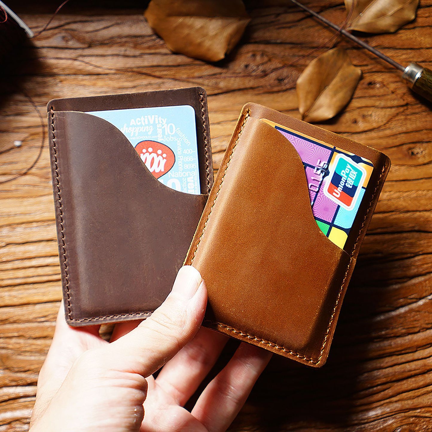 Crazy Horse Leather Simple Change Multifunctional Card Holder