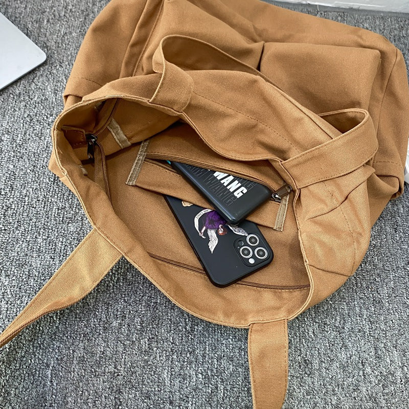 Women's & Men's Canvas Large Capacity Portable Korean Style Work Women's Shoulder Bag