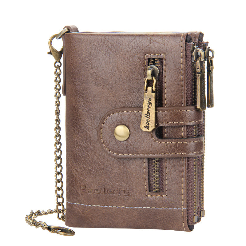 Men's Short High-grade Business Double Zipper Man's Men's Wallet