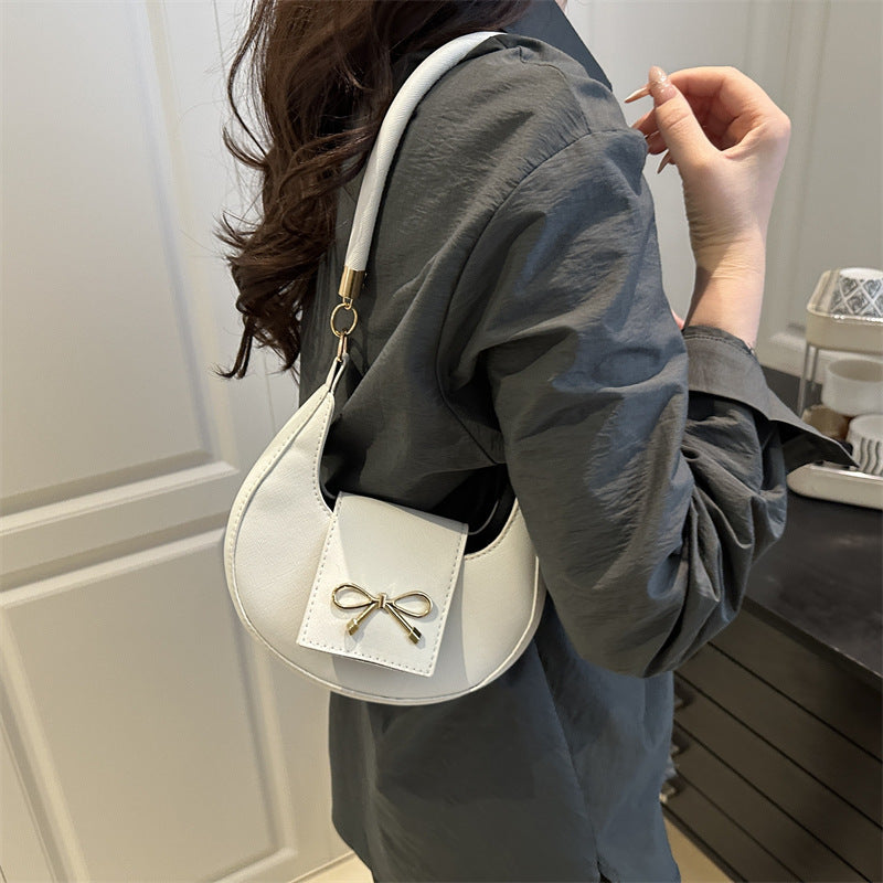 Women's Underarm Simple Retro Solid Color Spring Bow Fashion Women's Shoulder Bag