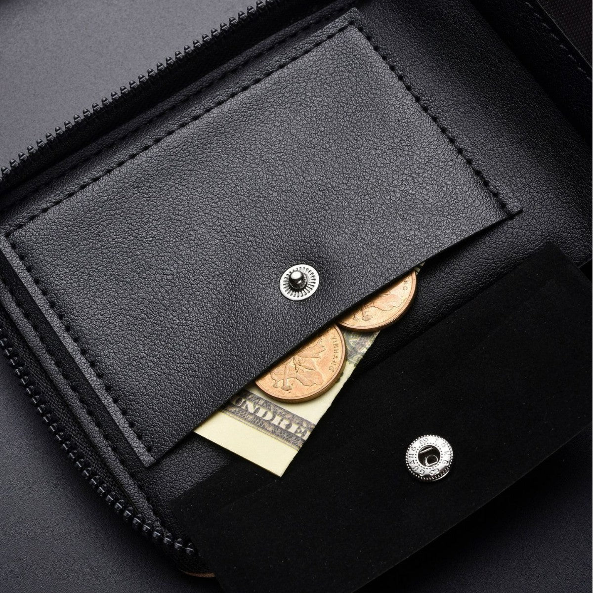 Men's Autumn Short Vintage Zipper Stitching Horizontal Men's Wallet