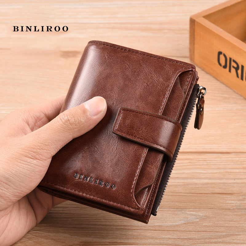 Graceful Swiping First Layer Cowhide Multifunctional Men's Wallet