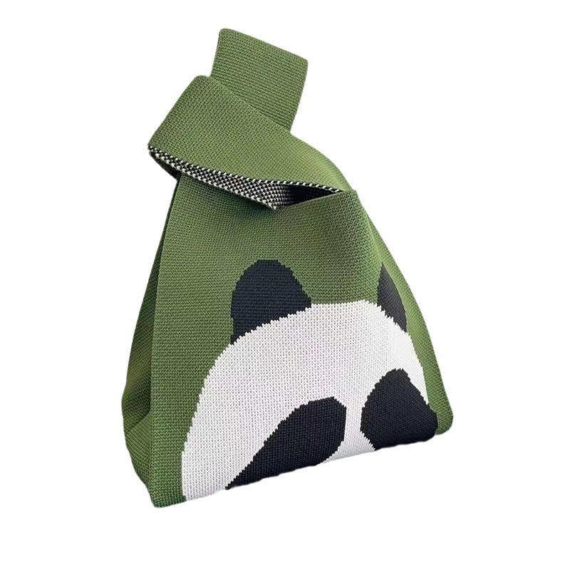 Women's Cute Panda Knitted Wool Version Hand Carrying Handbags