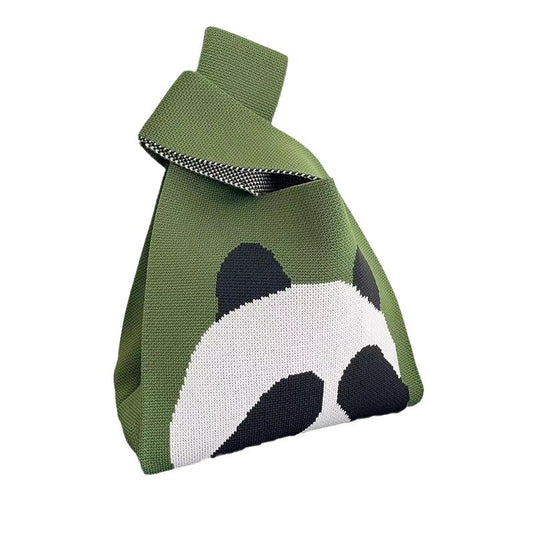 Women's Cute Panda Knitted Wool Version Hand Carrying Handbags