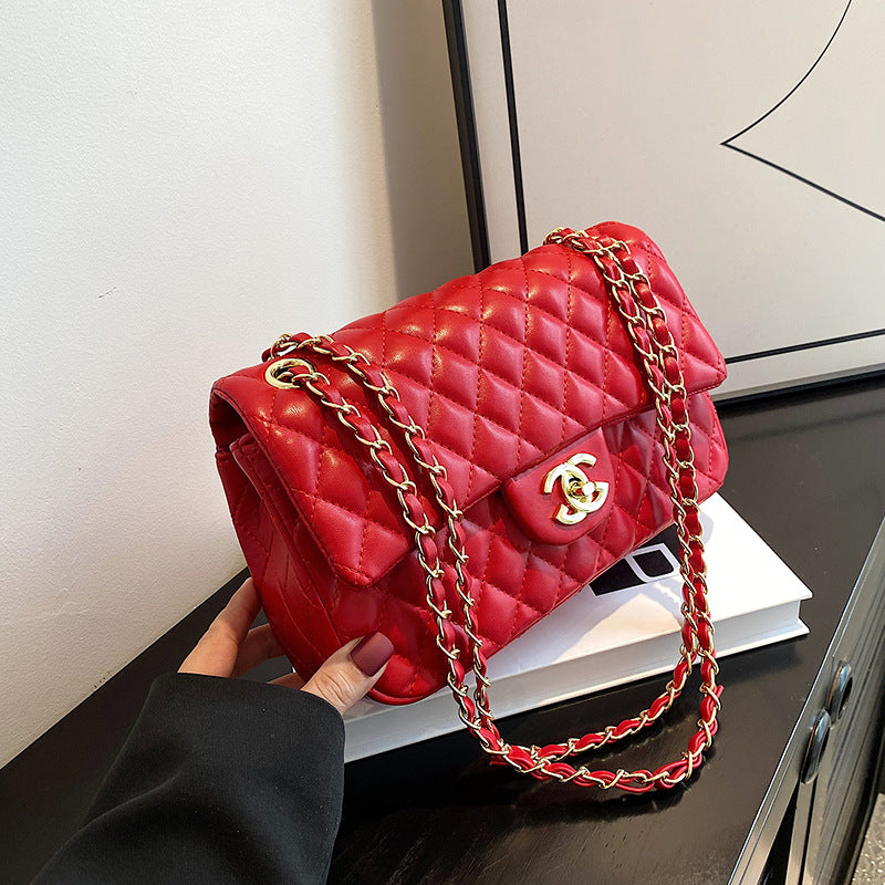 Durable Women's Rhombic Fashionable Simple Chain Women's Shoulder Bag