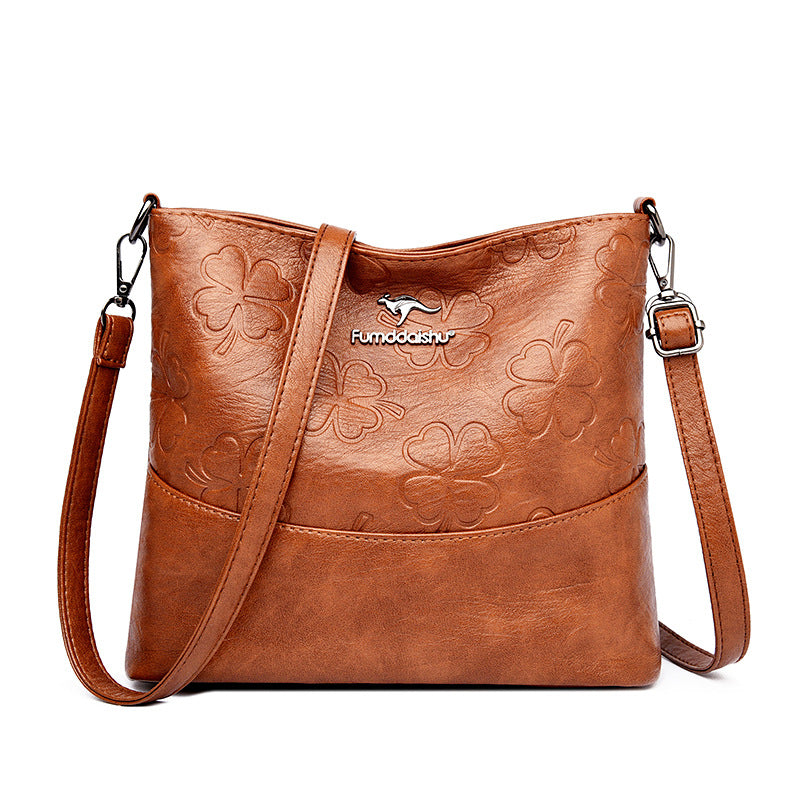 Women's Fashion Mom Leather Embossed Large Capacity Women's Messenger Bag
