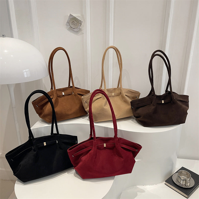 Women's Solid Color Leisure Commute Idle Style Frosted One Women's Shoulder Bag