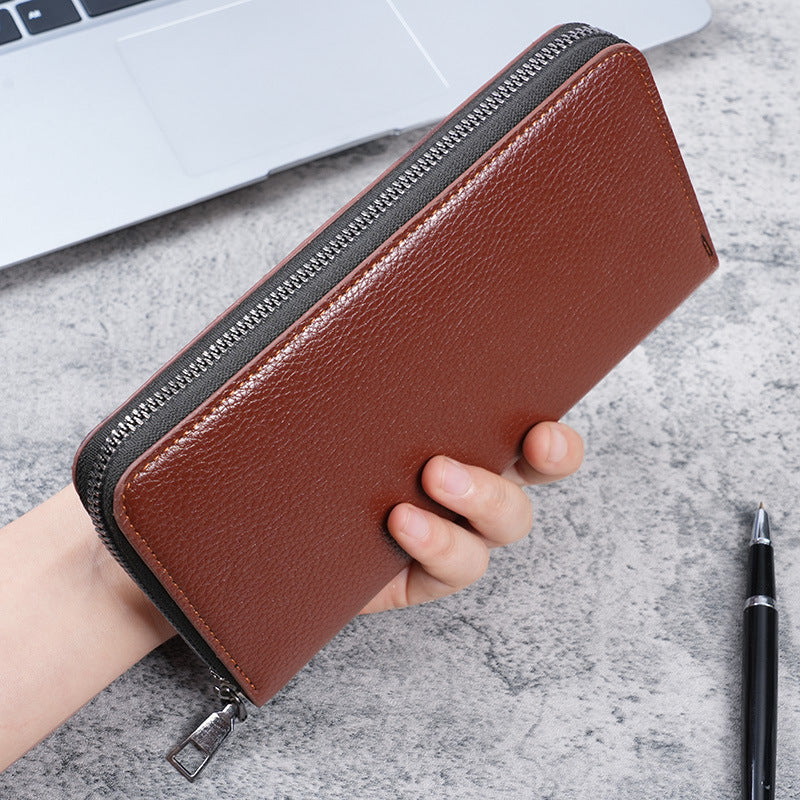 Men's Zipper Large Capacity Clutch Mobile Business Men's Wallets