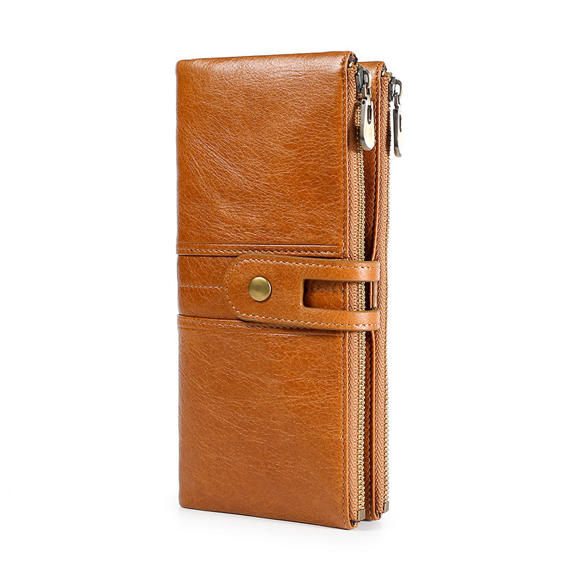 Women's & Men's Leather And Long Shielded Swiping Genuine Men's Wallets