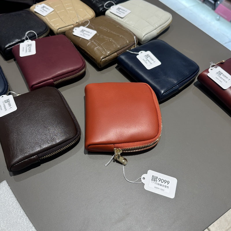 Storage Plain Oil Wax Leather First Layer Cowhide Jewelry Bracelet Makeup Bag