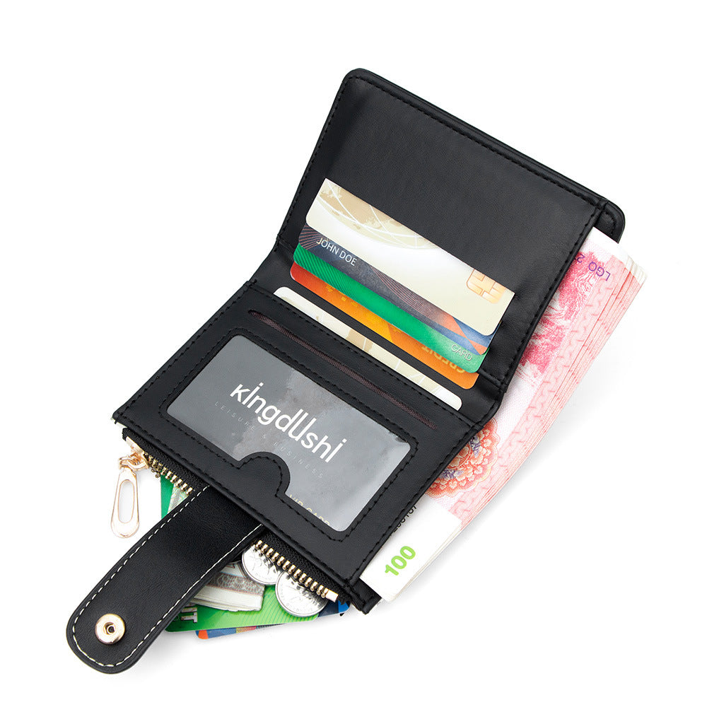 Fashion Cartoon Printed Large Capacity Zipper Female Two Fold Multiple Card Holder