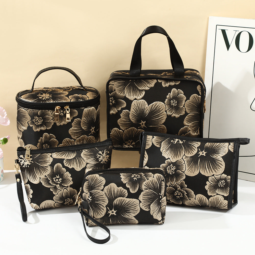Vintage Flower Fashion Clutch Large Capacity Portable Makeup Bag