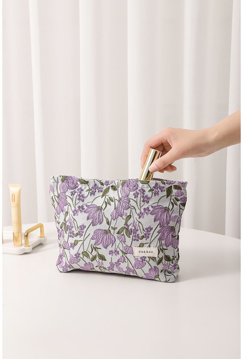 Embroidery Hand-held Portable Canvas Storage Skin Handbags