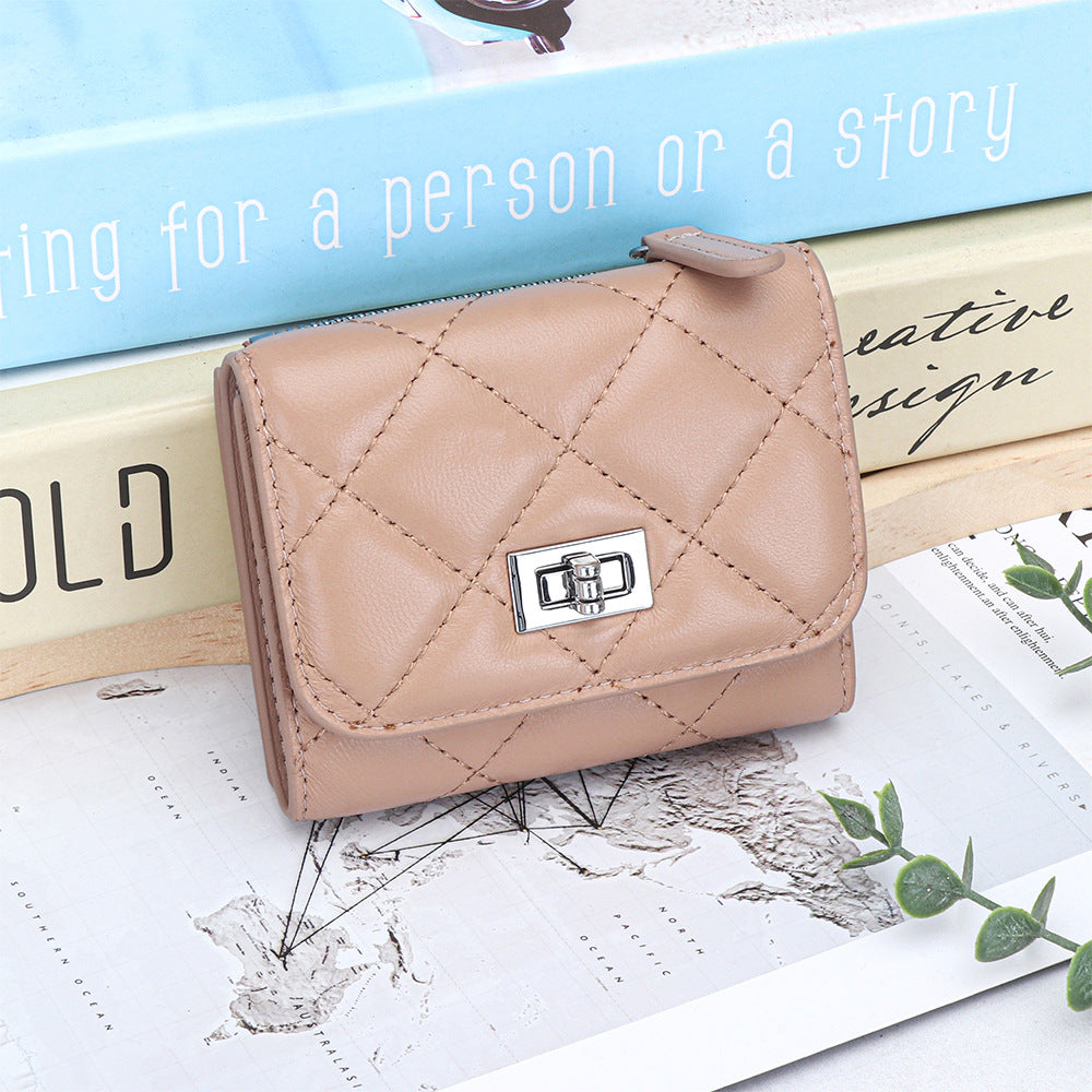 Genuine Leather Spring Short Sheepskin Banknote Ladies Wallet