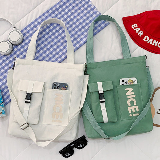 Canvas Female Class Korean Fashion Letter Shoulder Bags