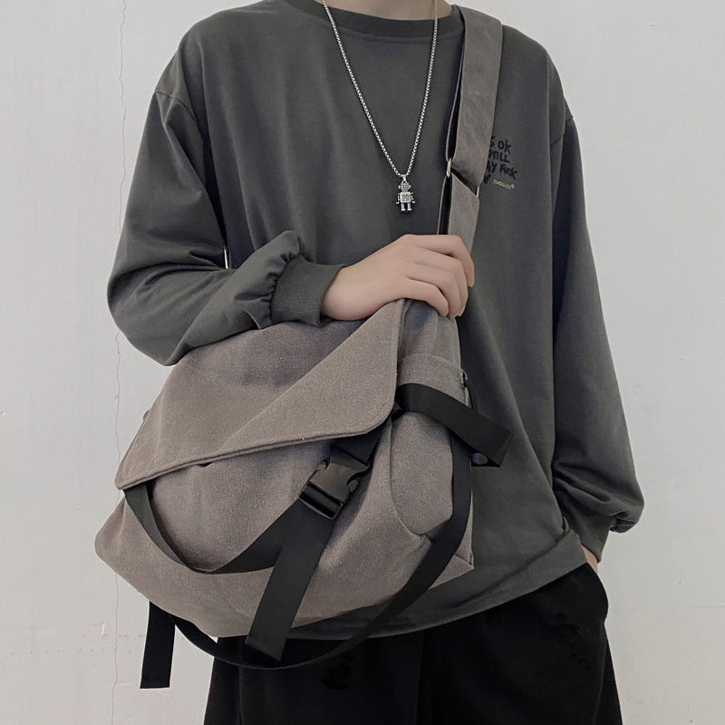 Men's Trendy College Canvas Versatile Retro Simple Women's Shoulder Bag