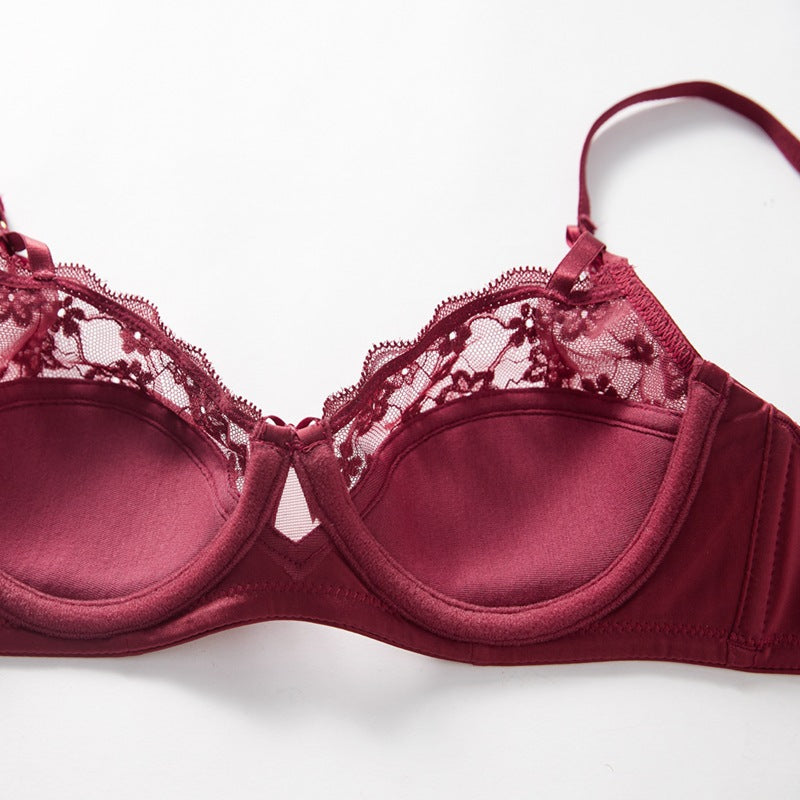 Underwear Life Red Lace Thin Cotton Glossy Lingerie Sets