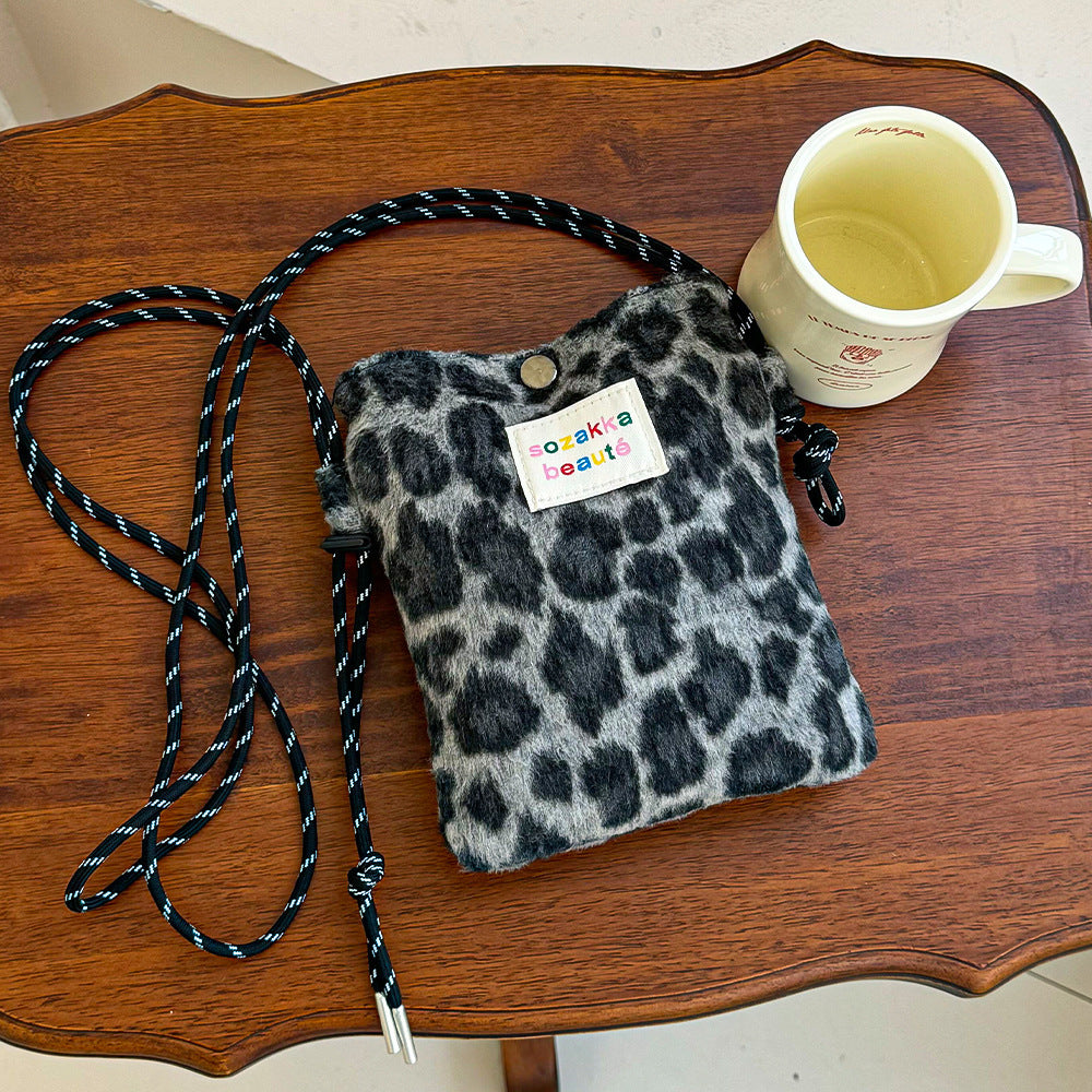 Winter Female Woolen Fashion Plaid When Women's Shoulder Bag