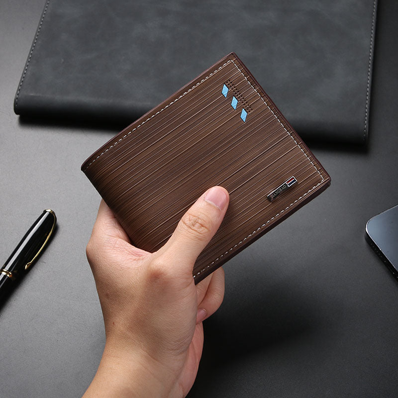 Men's Short Green Thin Soft Leather Simple Fashion Men's Wallet