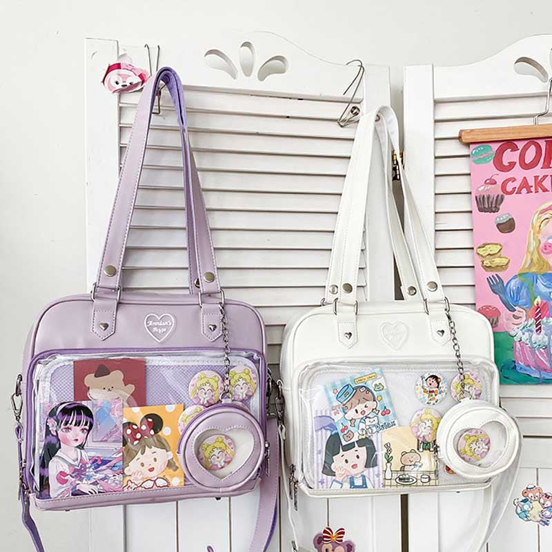 Lovely Female Soft Cartoon Transparent College Crossbody Bags