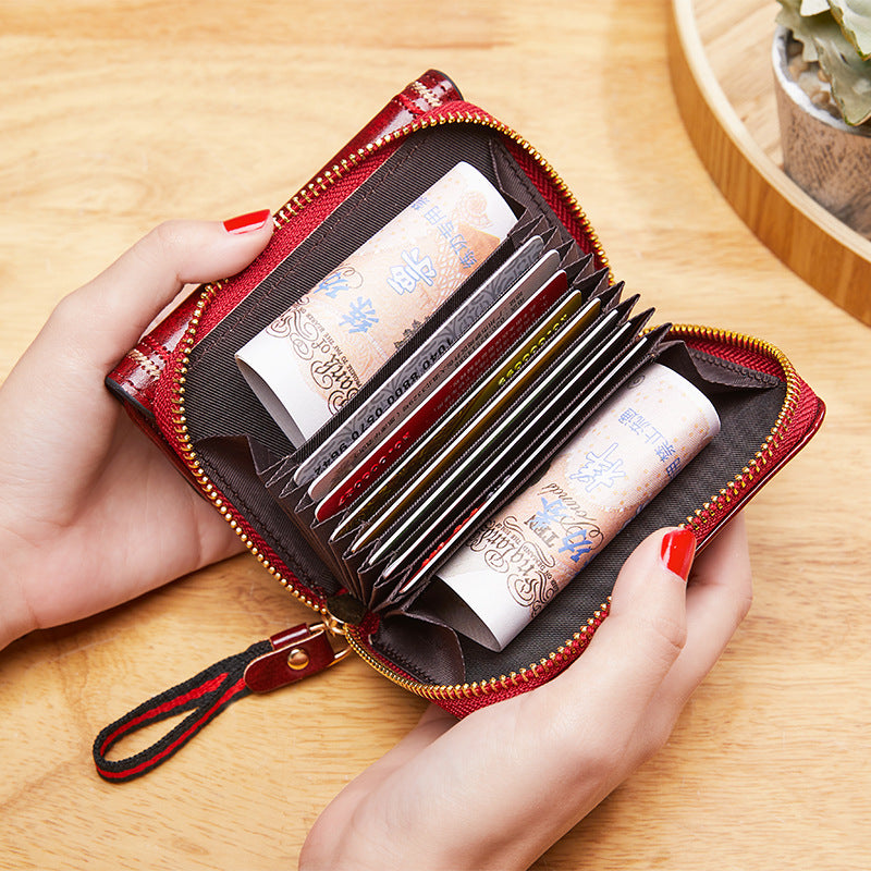 Women's Retro Oil Wax Skin Multiple Slots Expanding Card Holder