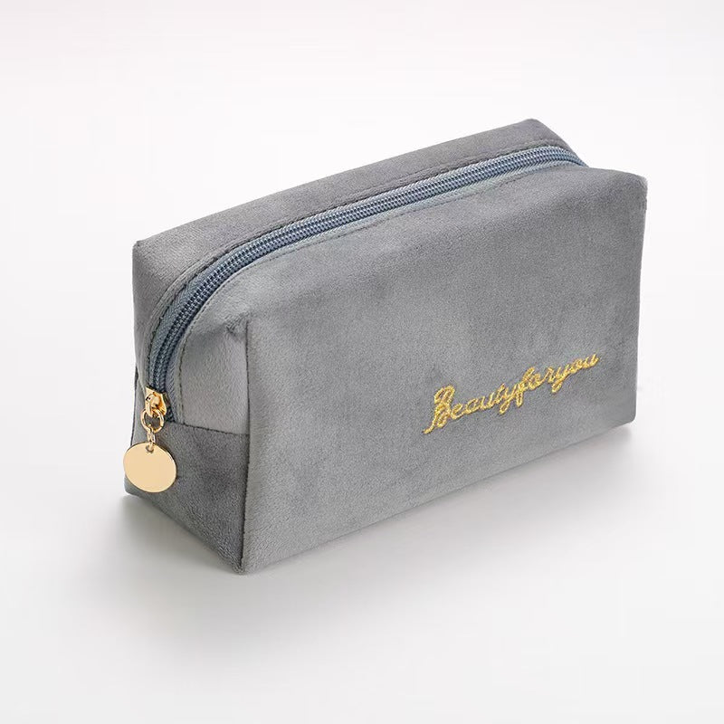 Plush Good-looking Storage Flannelette Large Capacity Embroidery Cosmetic Bags