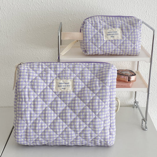 Berry Color Plaid Large Capacity Cosmetics Cosmetic Bags
