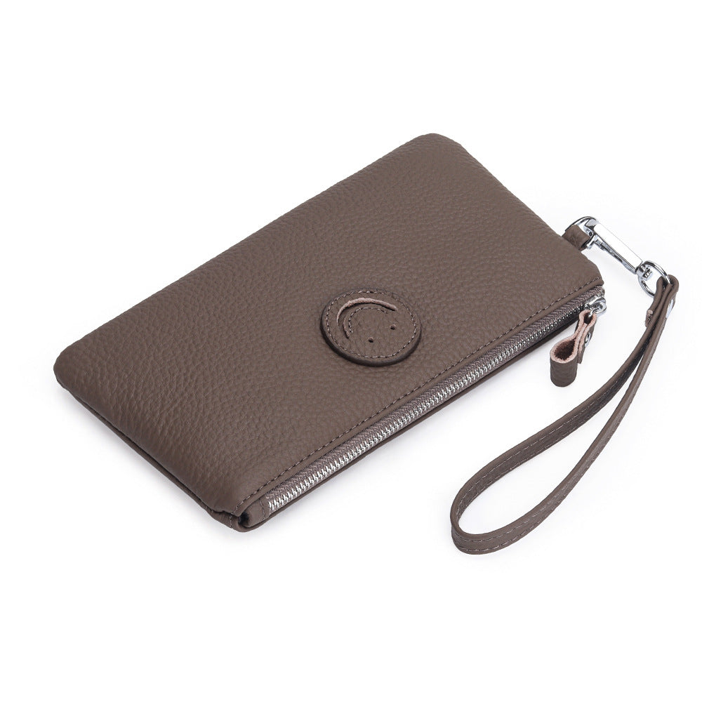 Women's First Layer Cowhide Long Clutch Fashion Smiley Ladies Wallet