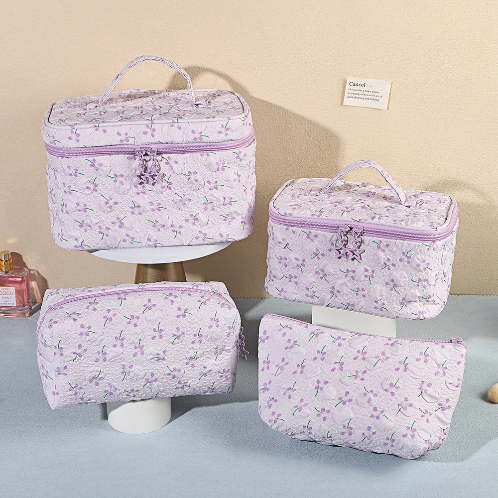 Floral Portable Fresh Layered Partition Wash Storage Makeup Bag