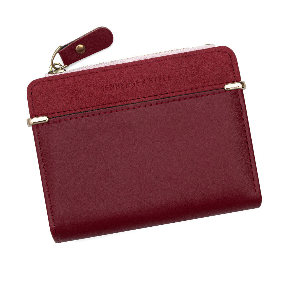 Elegant Women's Korean Simple Zipper Short Coin Purses