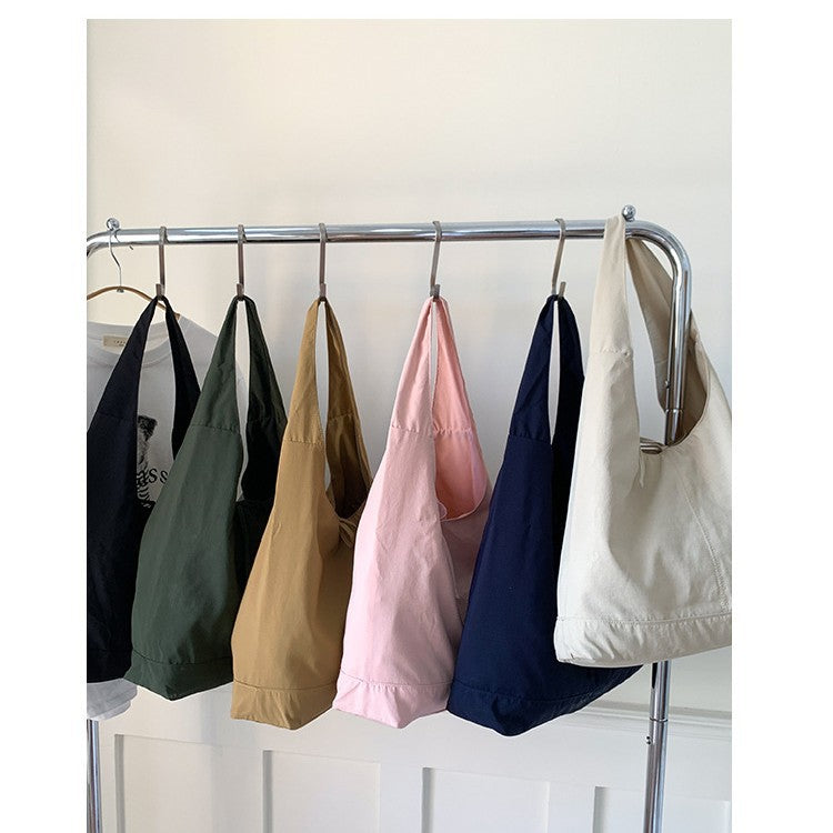 Capacity Simple Plain Bow Canvas Idle Style Commuter Tote Bags