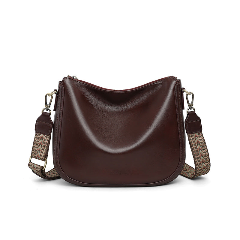 Women's Saddle Genuine Leather Versatile Large Capacity Women's Messenger Bag