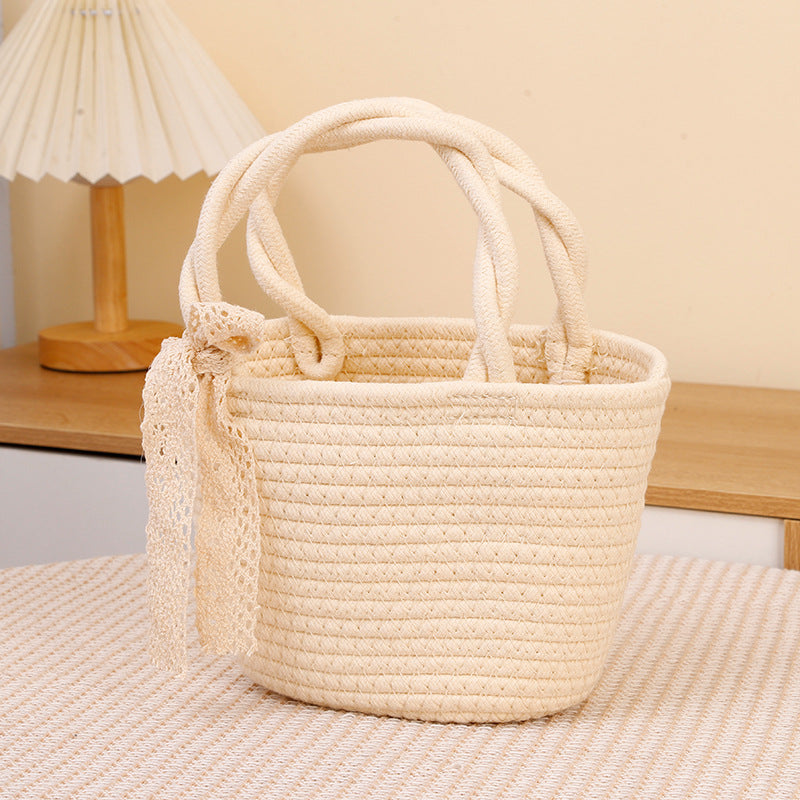 Pinch Flower Woven Handmade Mini Cotton Bags