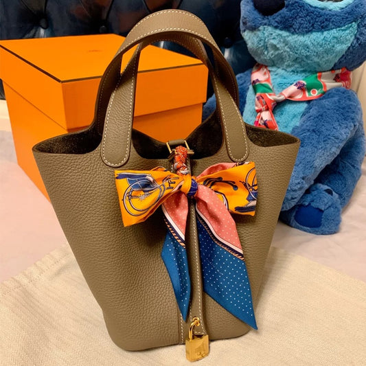 Women's Cowhide Fashion Mother Vegetable Basket Genuine Bags