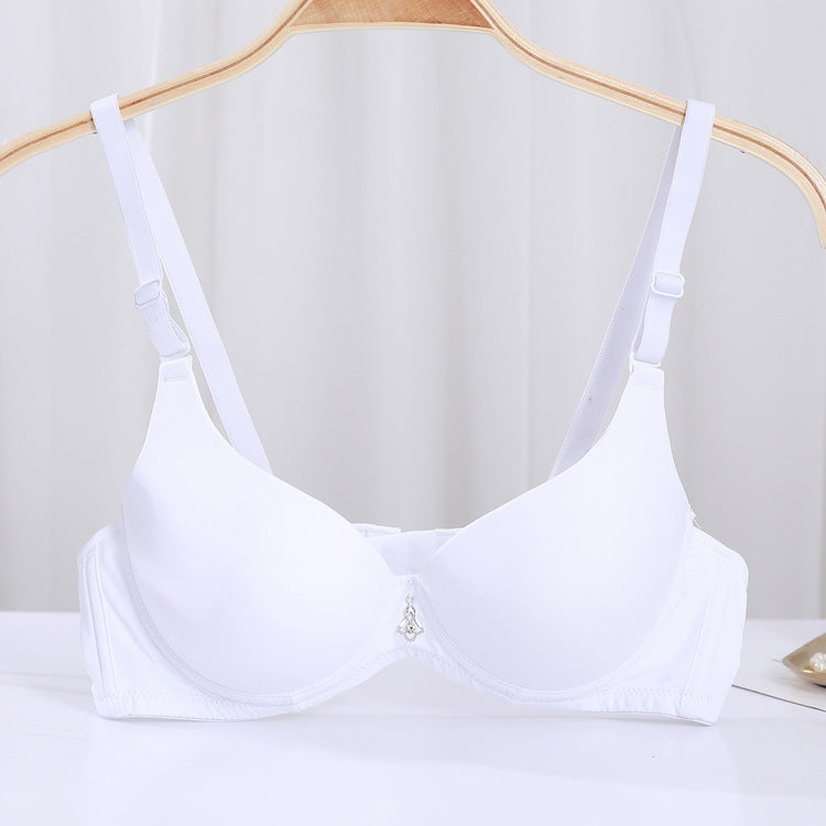 Women's Glossy Solid Color Adjustable Push Up Everyday Bras
