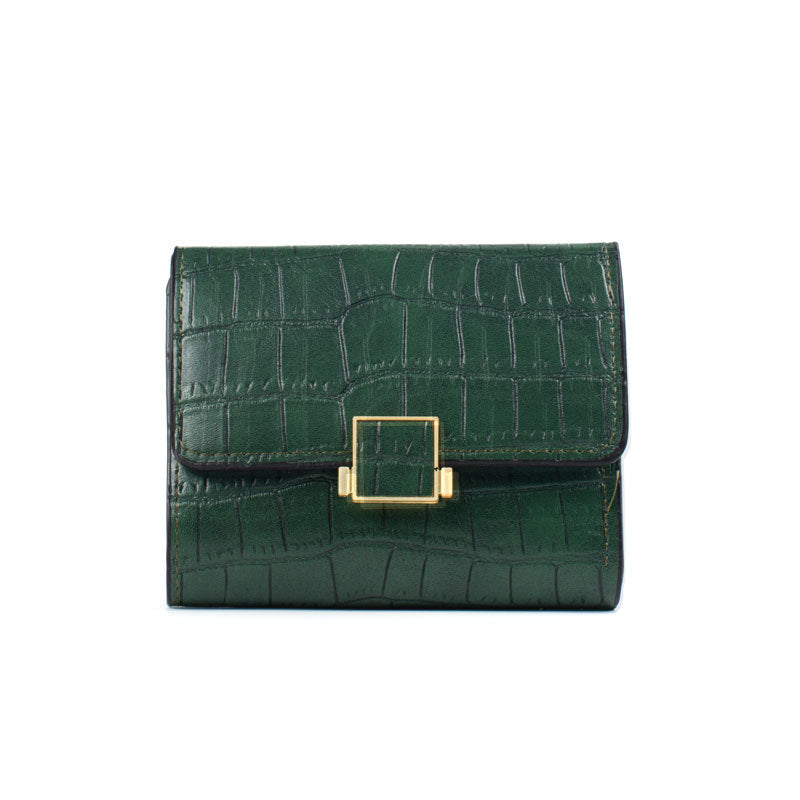 Women's Short Solid Color Bright Leather Crocodile Pattern Series Ladies Wallets