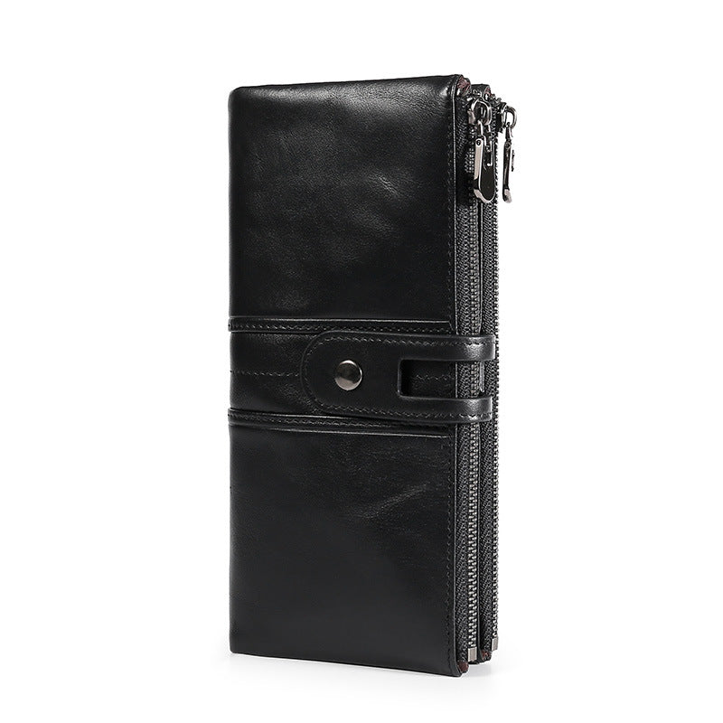 Women's & Men's Leather And Long Shielded Swiping Genuine Men's Wallets