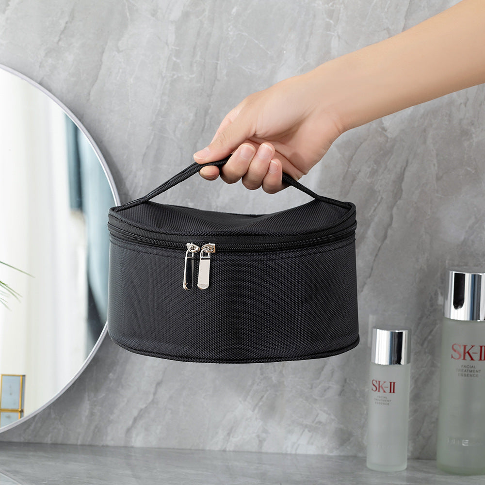 Three-dimensional Black Cylindrical Large Capacity Wash Crown Cosmetic Bags