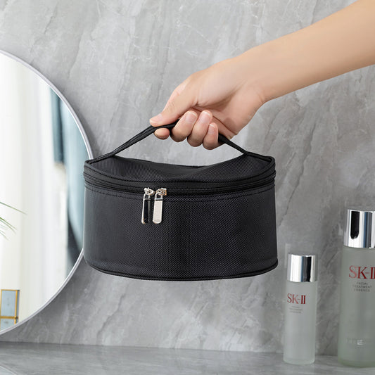 Three-dimensional Black Cylindrical Large Capacity Wash Crown Cosmetic Bags