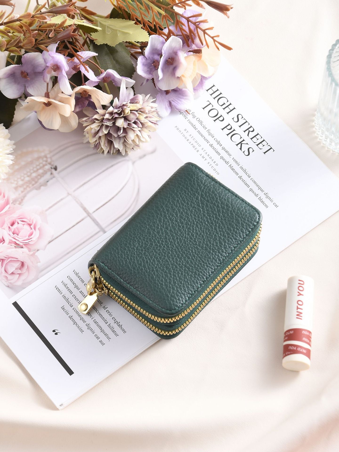 Women's Litchi Pattern Organ Style Simple Layer Card Holder