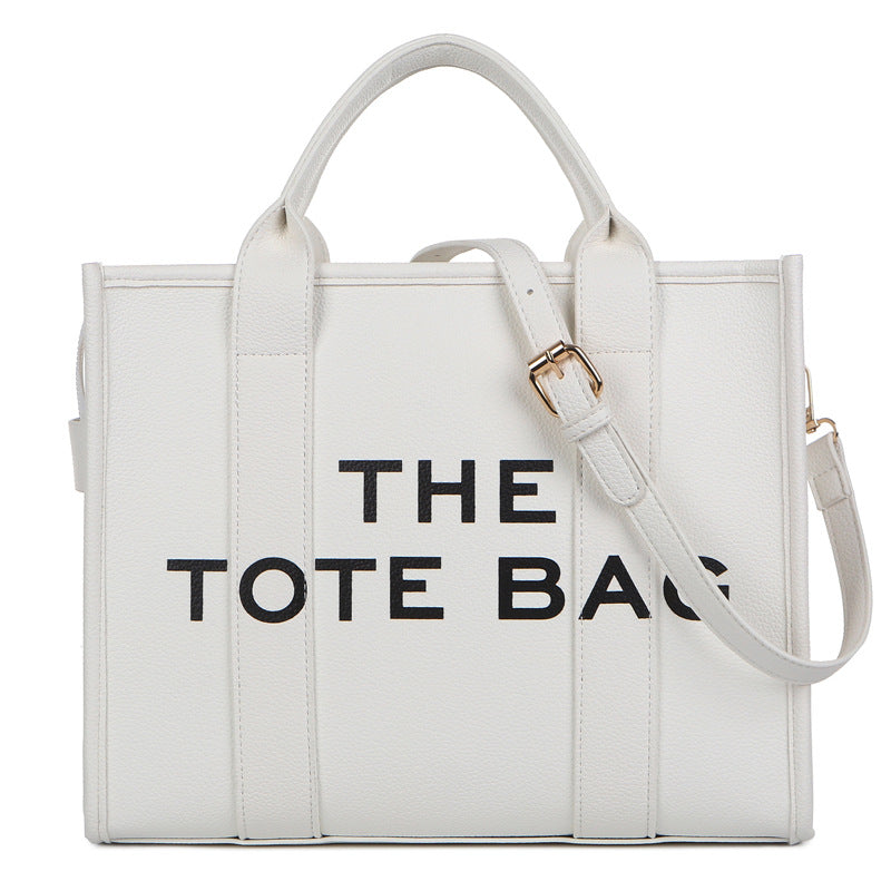 Women's Solid Color Letter Simple Large Shoulder Bags