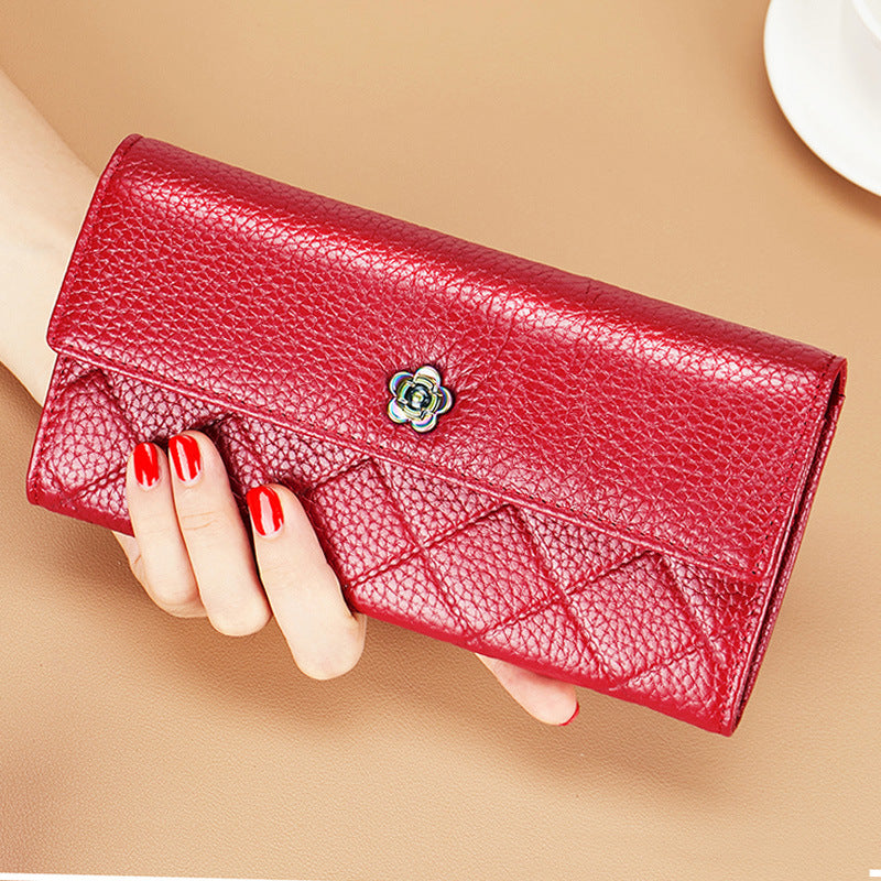 Female Long Genuine Leather Pure First Ladies Wallet