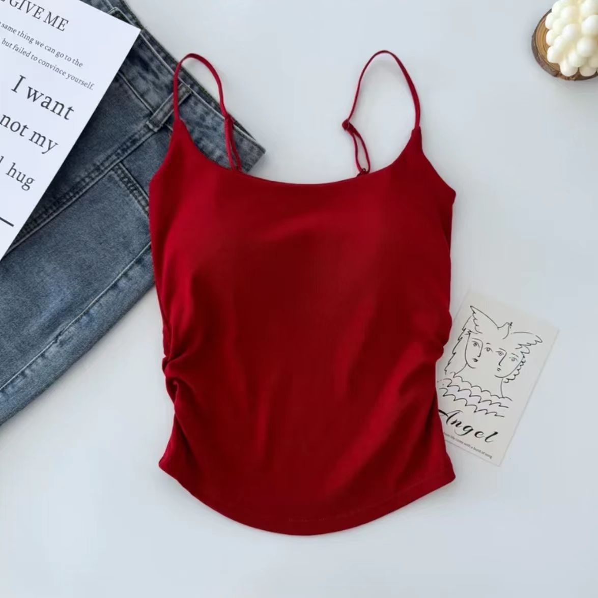 Women's Korean Style Spaghetti Strap Camisole Thin Outer Wear Underwear Tanks Camis