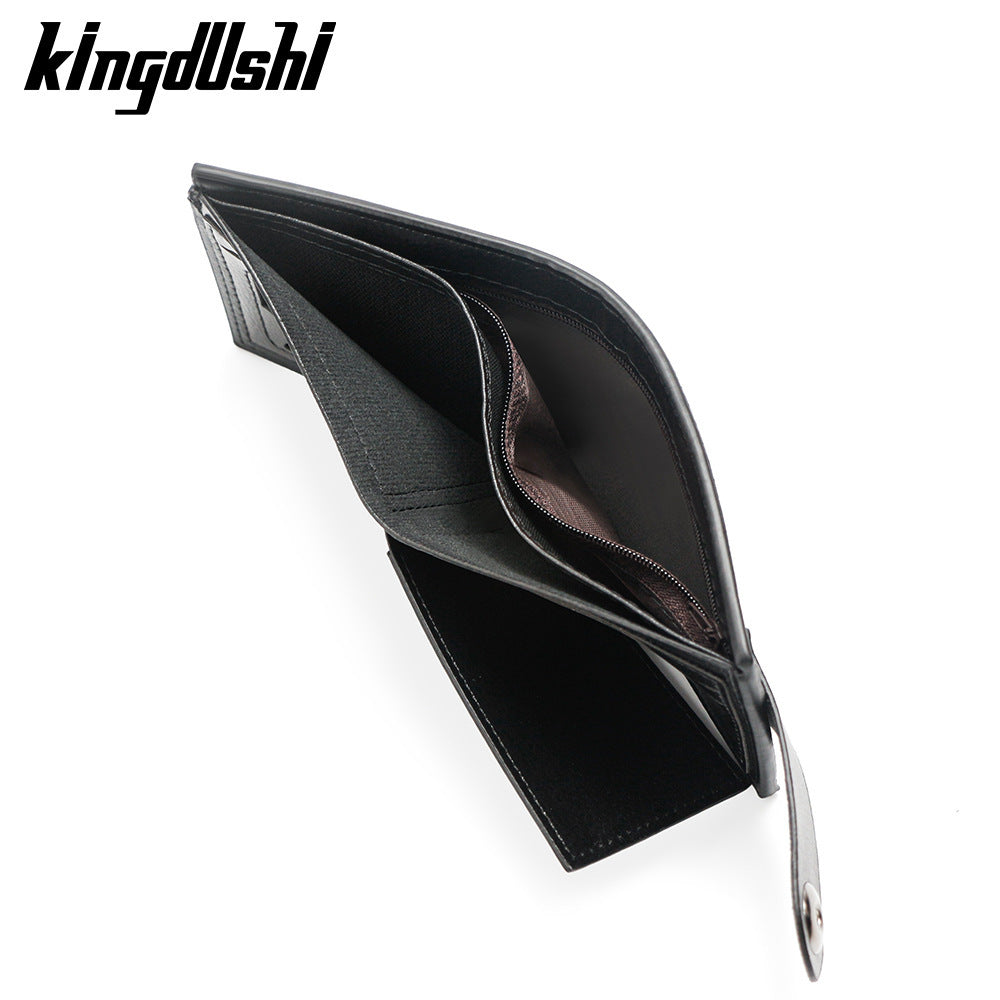 Men's Snap With Zipper Multiple Slots Large Men's Wallet