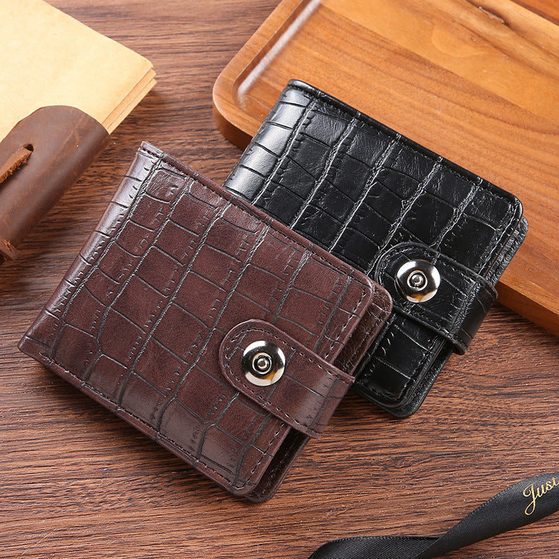 Men's Youth Multiple Slots Vintage Crocodile Pattern Men's Wallets