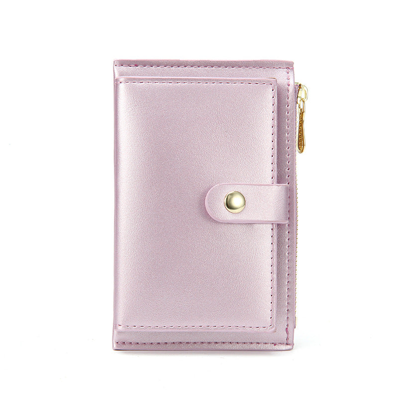 Women's Simple Korean Style Pearl Zipper Multiple Ladies Wallets